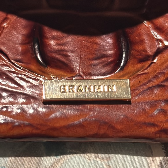 Brahmin Pecan Croc Embossed Clip on Envelope Bag EUC - Picture 6 of 10